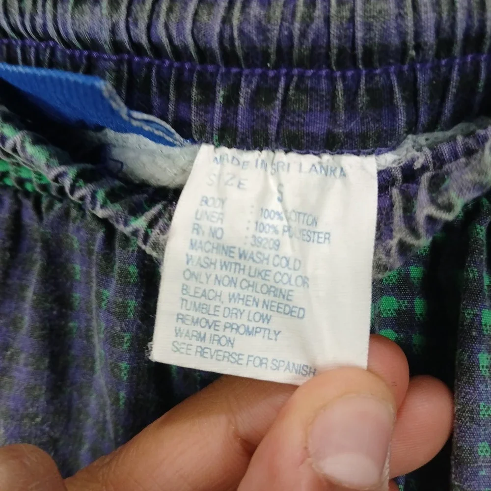 Retro Pacific Scene Swim Shorts Mens Small Green Purple Check Mesh Lined Beach